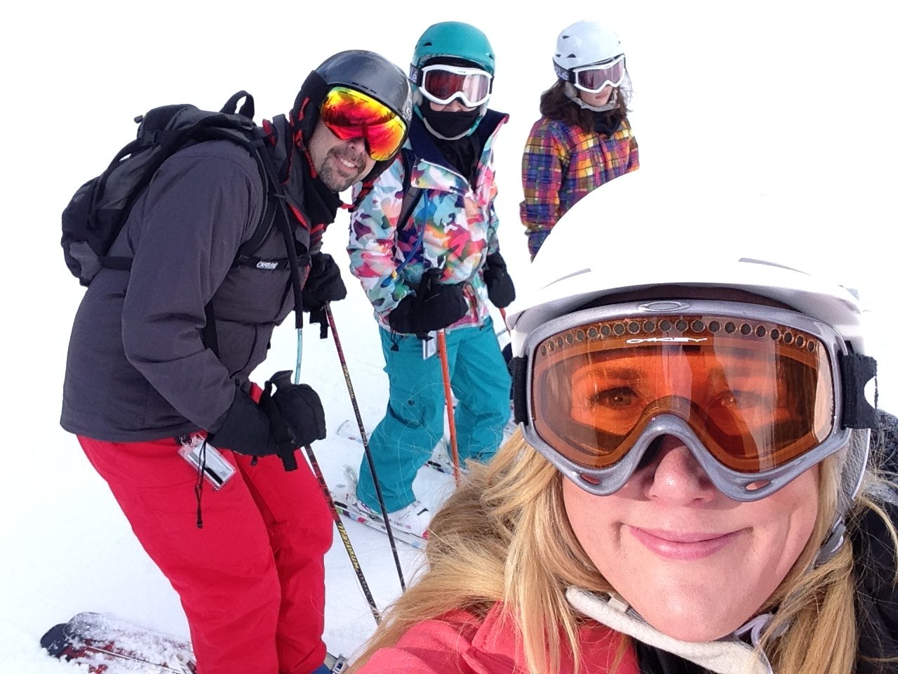 The family on a ski trip to Breckenridge, Colorado, taking a selfie.