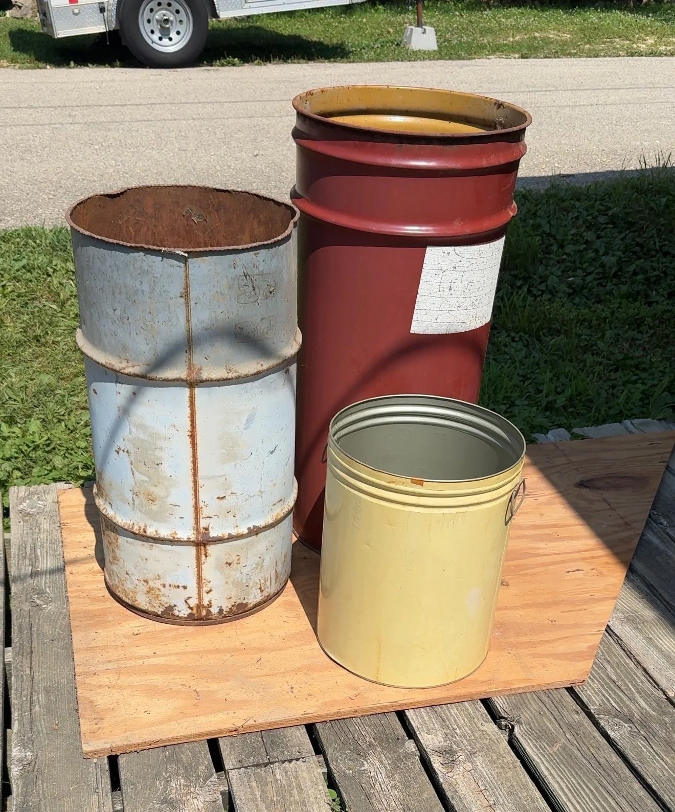 Three Empty barrels found while cleaning out the old shop.