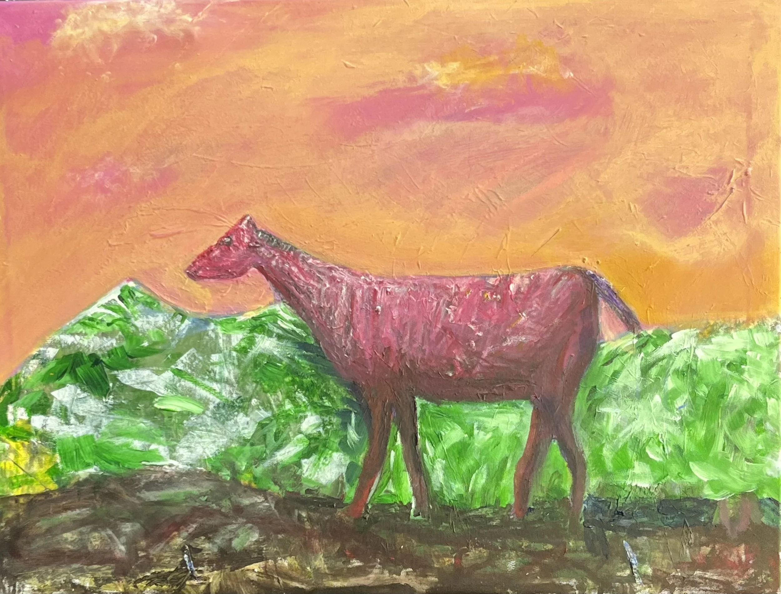 Horse At Sunset 31 x 32.5"