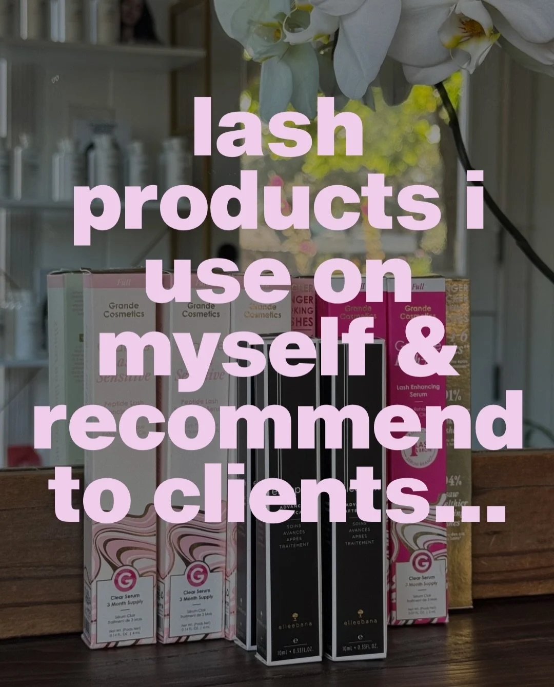 Available for purchase at your next appointment 🛍️ 

I&rsquo;ve used all 3 so let me give you a quick breakdown:

🪄Elleeplex conditioner- clear hydrating solution to keep lifted lashes healthy, and nourished between lifts.
⚡️GrandeLash OG- lash gro