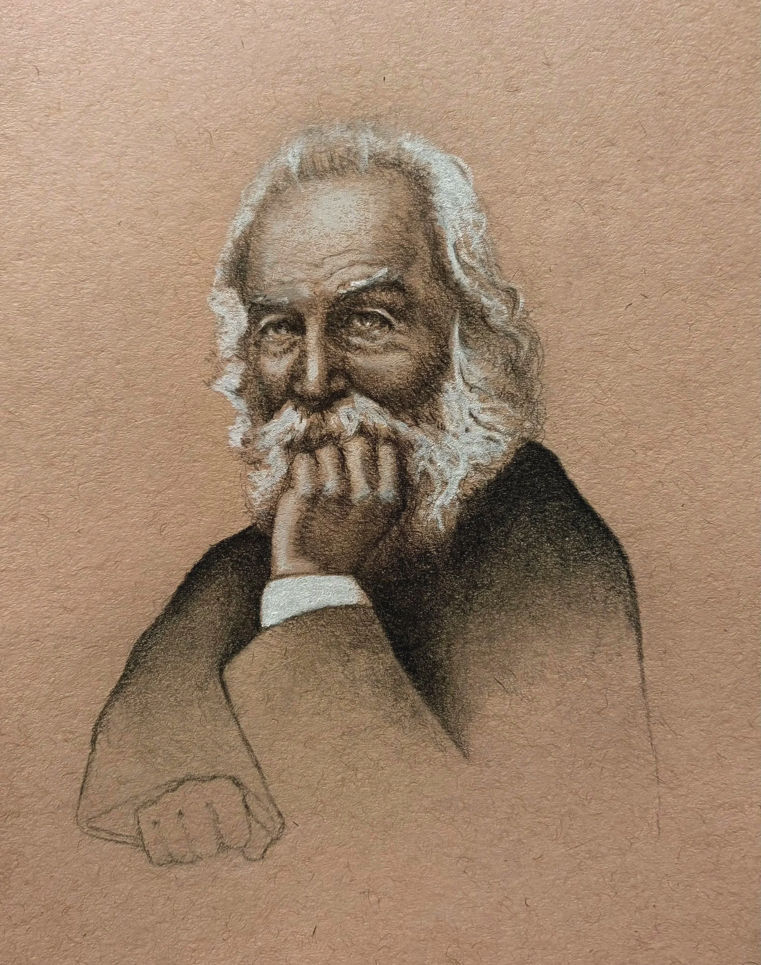 Walt Whitman,
5 x 7,
Graphite and Pastel on Tan Paper