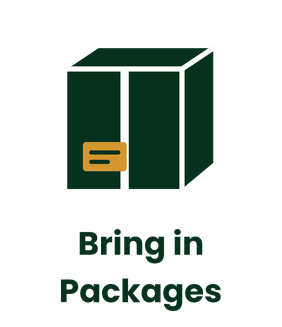 A stylized illustration of a box with a label, with the text 'Bring in Packages' below it.