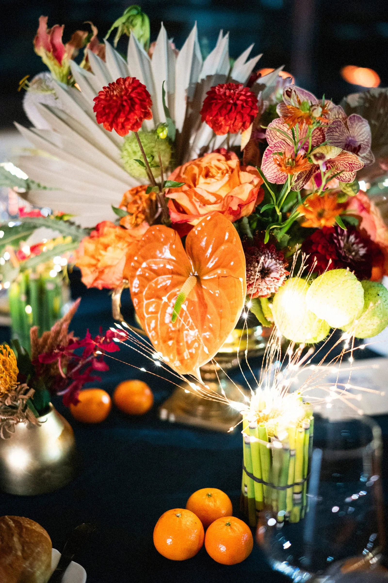 Luxury wedding at the MFA, Boston - Table centrepiece florals