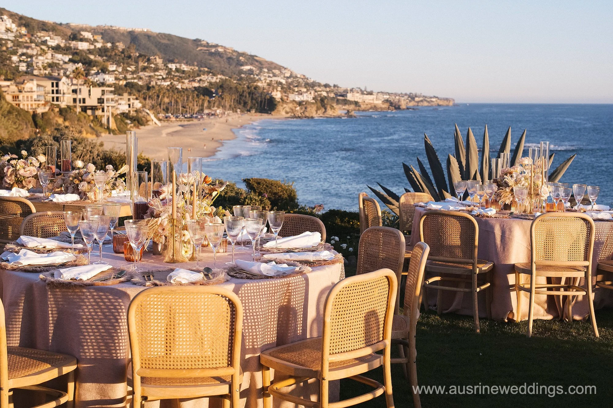 Luxury wedding at the Laguna Montage, California - beach front tables