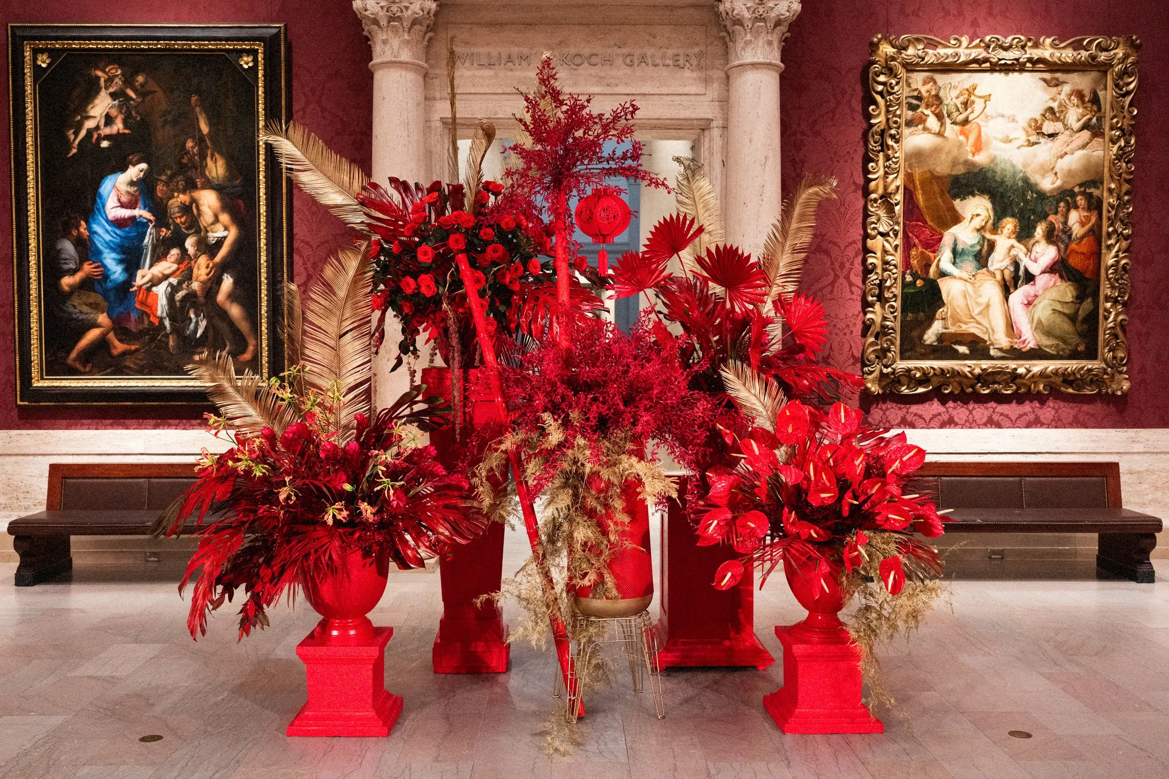 Luxury wedding Museum of Fine Arts, Boston - Ceremony floral backdrop