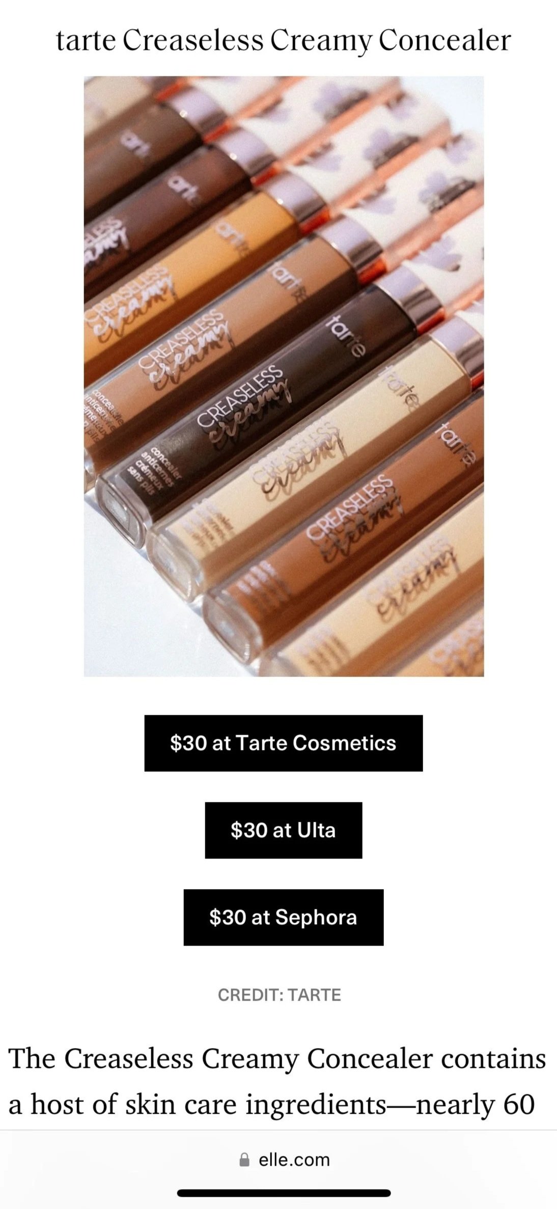 Tarte | Elle Editorial Feature