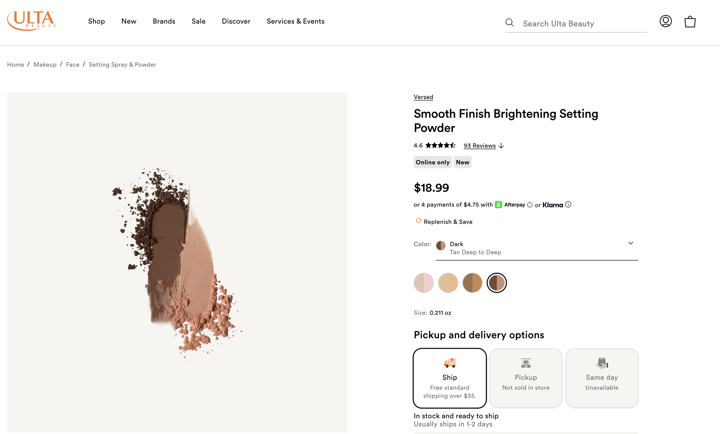 Versed | Ulta Product Detail Page 