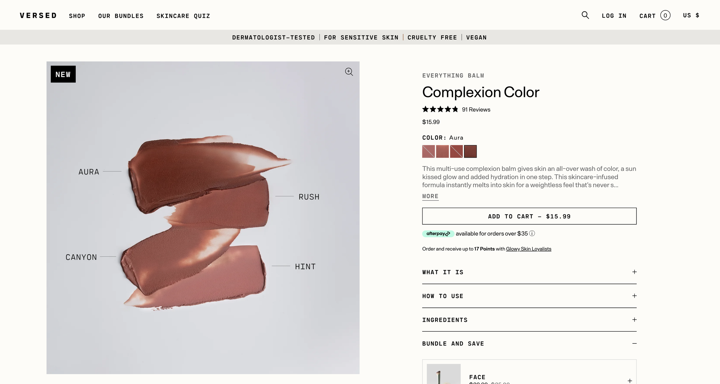 Versed | Product Detail Page