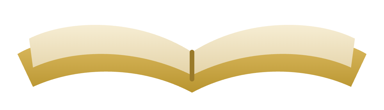 Open book with gold and cream-colored pages