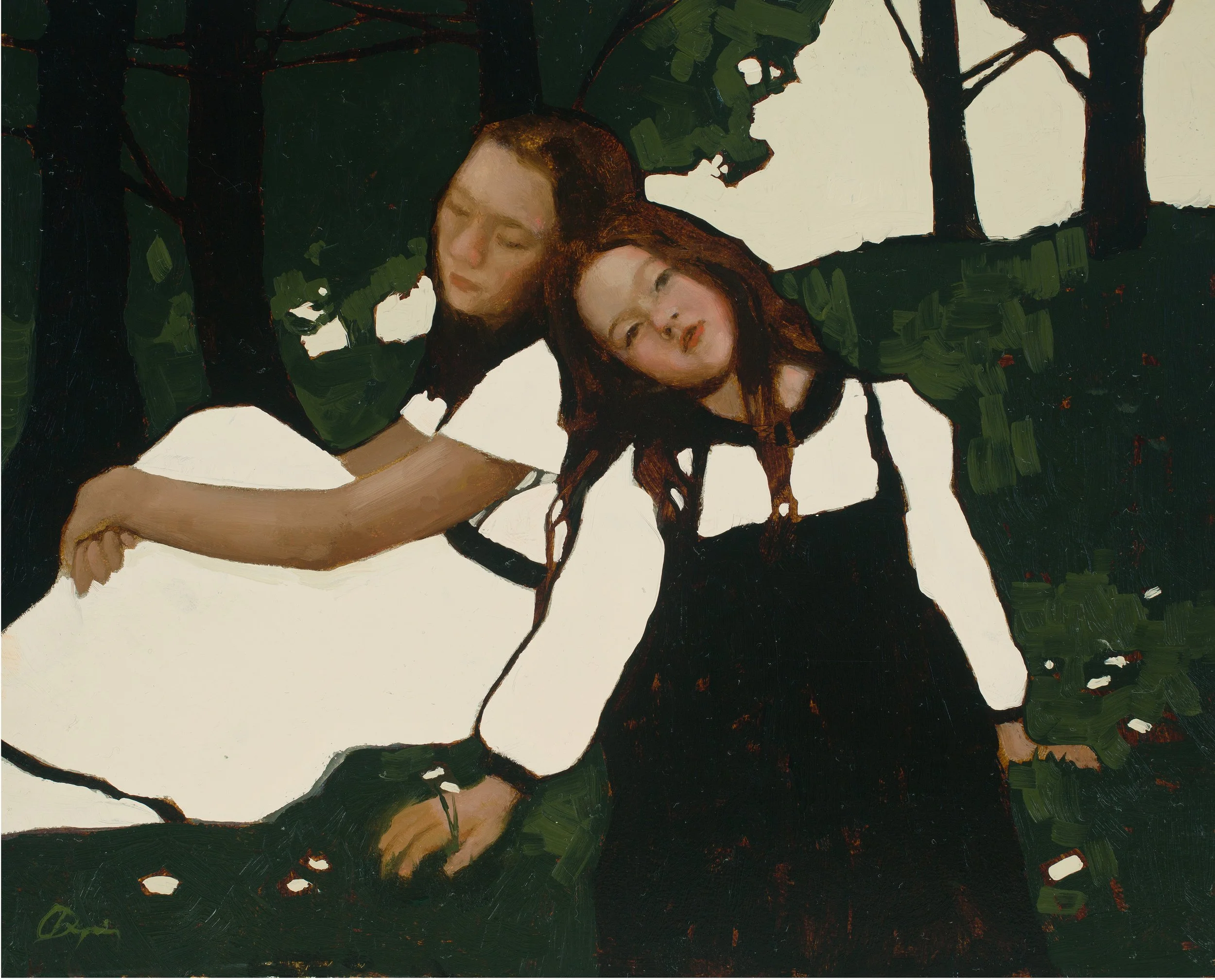 "Sisters Leaning", Oil on Linen, 8 x 10in, Artist's Choice Award: Colorado Governor's Show 2023 SOLD