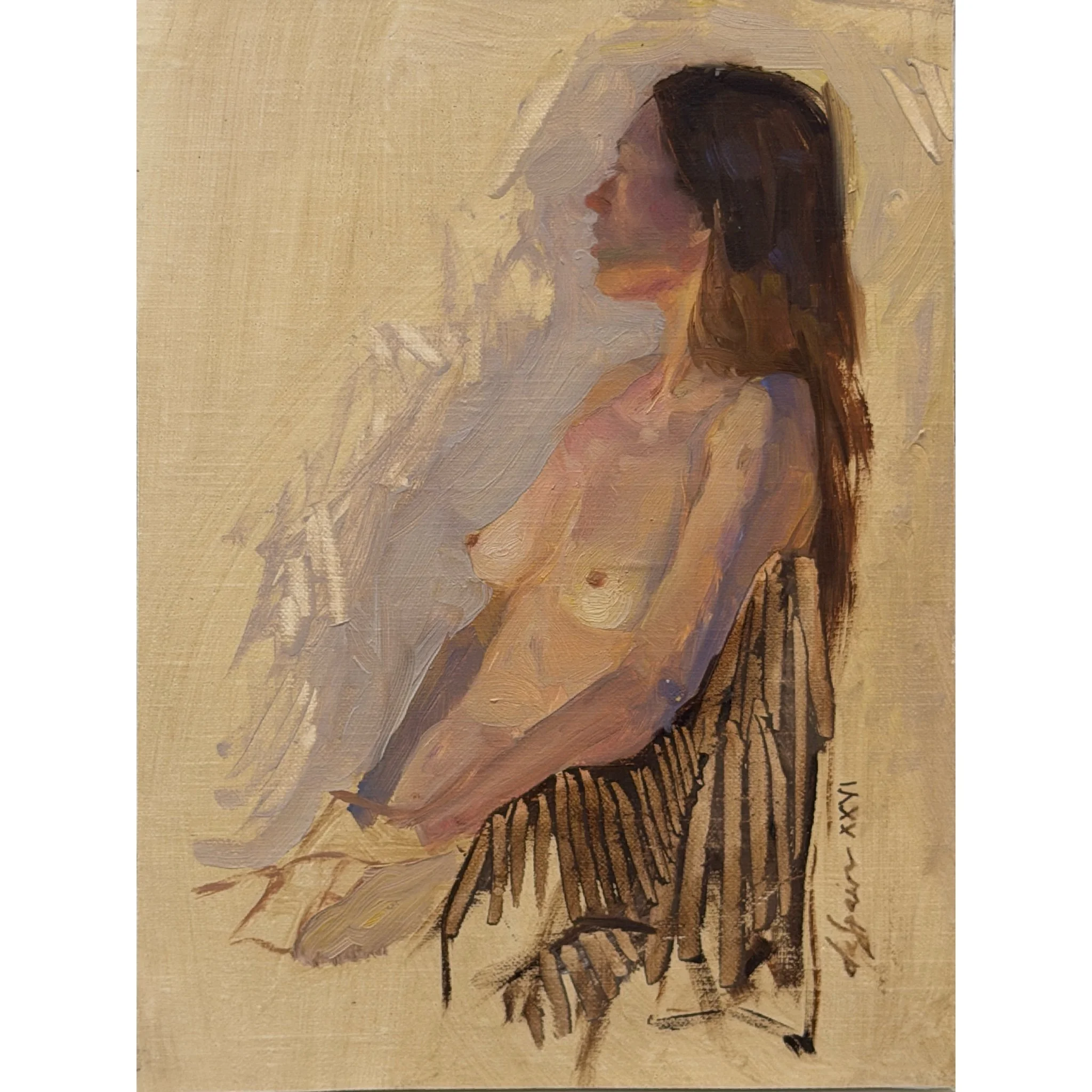 Seated Figure with Lavendar