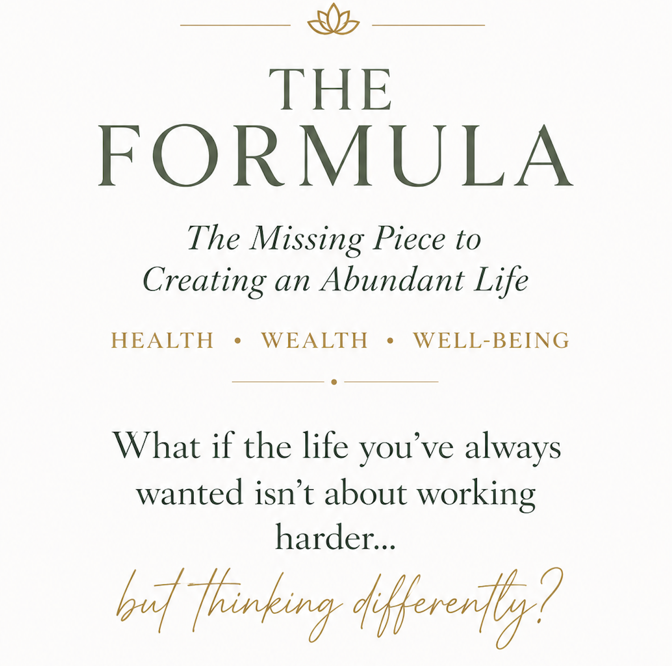 The Formula -  The Principles of an Extraordinary Life.