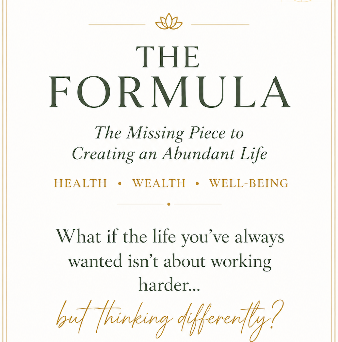 The Formula -  The Principles of an Extraordinary Life.