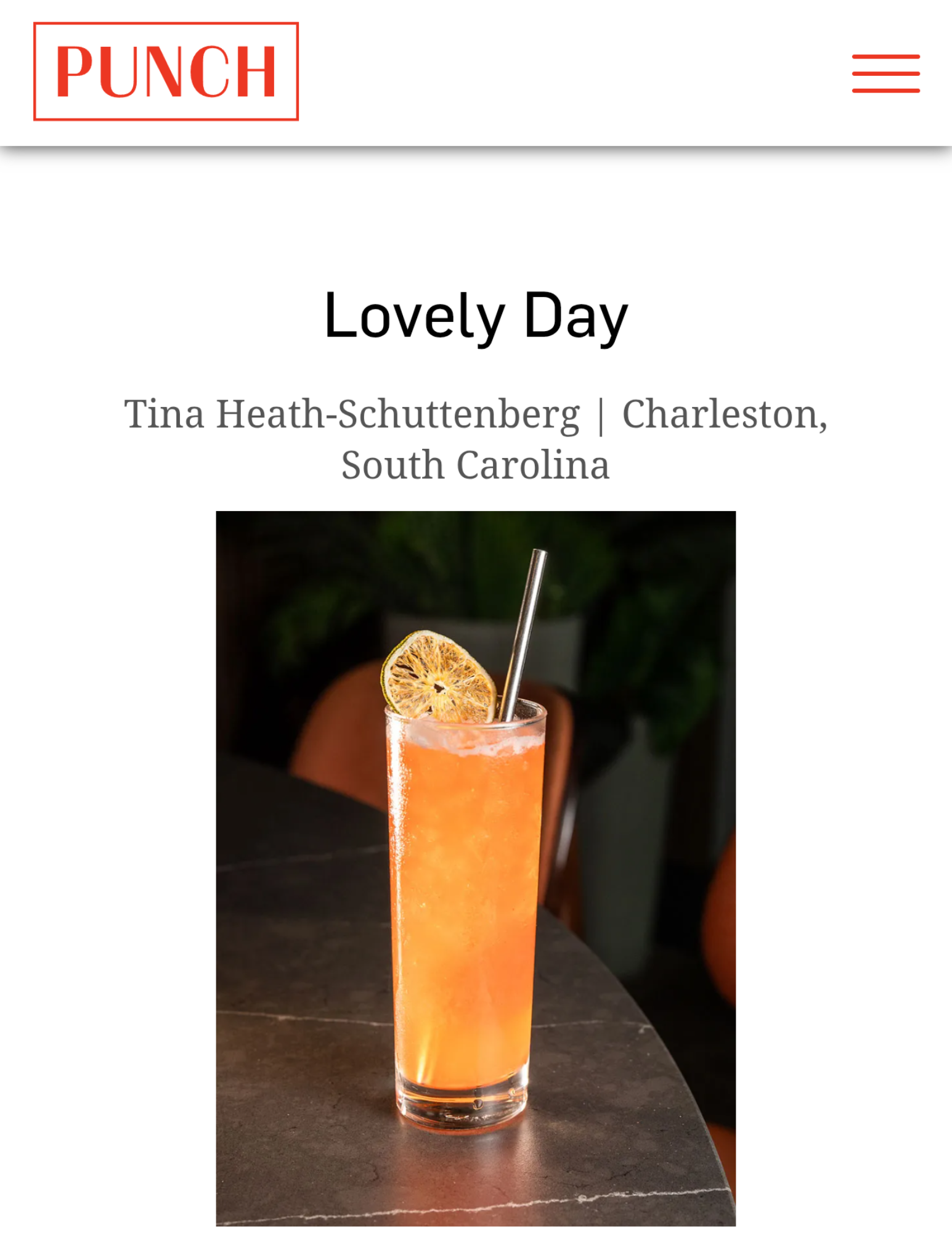 Lovely Day cocktail by Beautiful South by Kwei Fei featured in Punch Magazine of our roasted strawberry and mezcal drink
