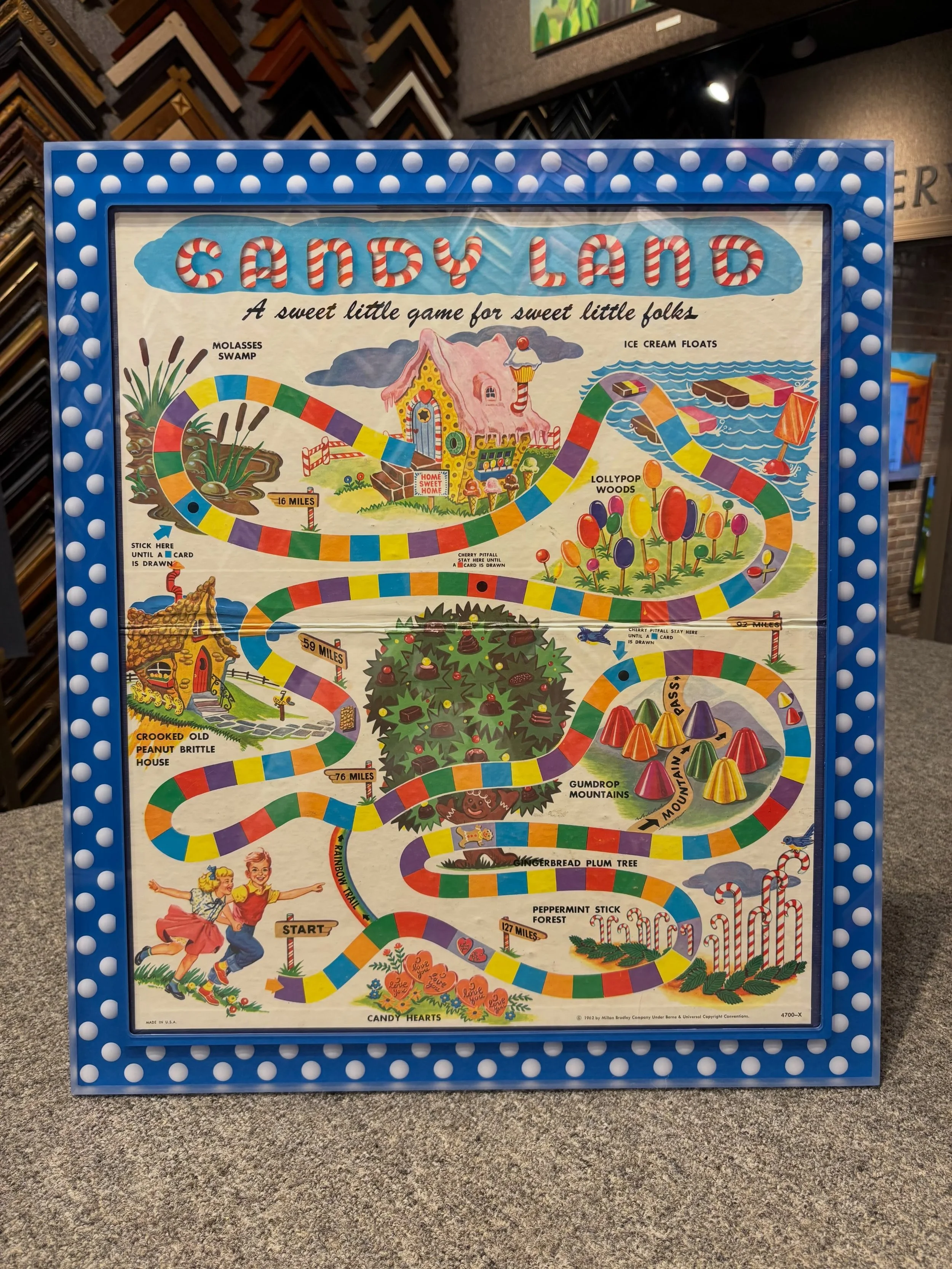 A vintage Candy Land board in a custom Prisma acrylic frame with museum glass. 

#cravenallengallery
