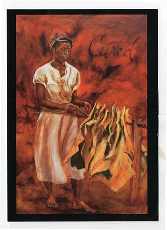A woman in a white dress standing by a fire, with smoke and flames rising, and the word 'Cursed' written in the background.