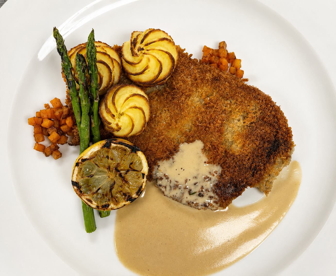 Pork Schnitzel w/ Pommes Duchesse
