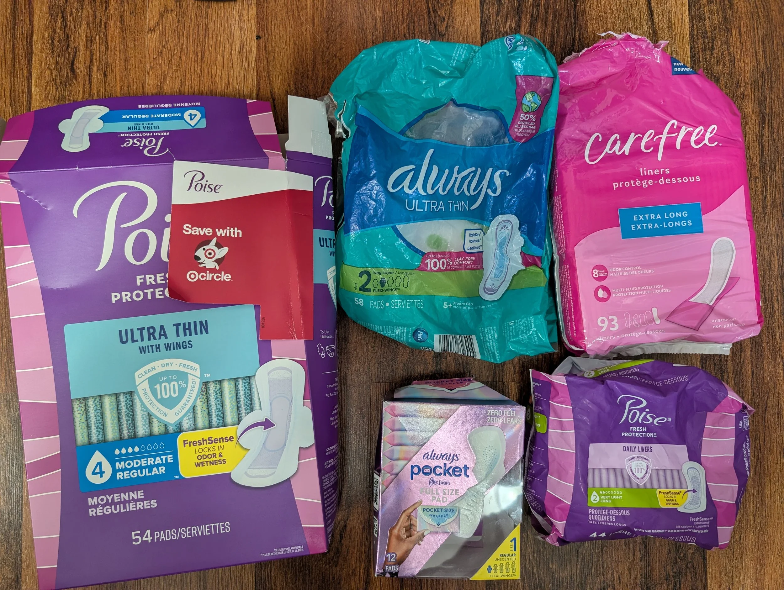 menstrual and incontinence pads from my own stash