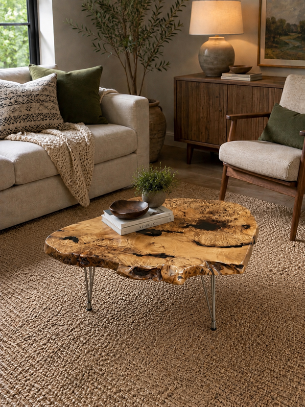 Maple burl coffee table