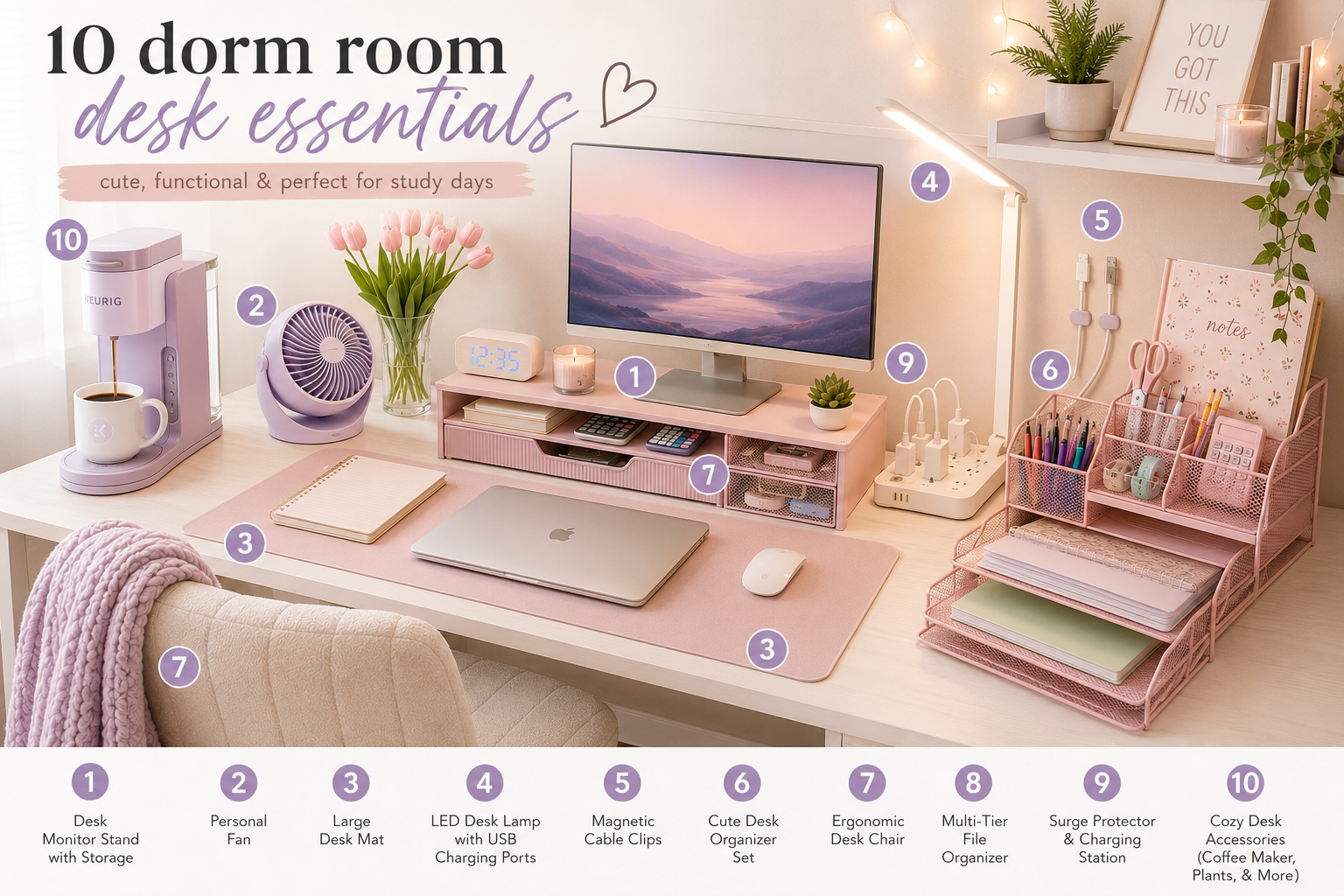Dorm Room Desk Essentials: 10 Must-Haves for a Cute &amp; Functional Study Space