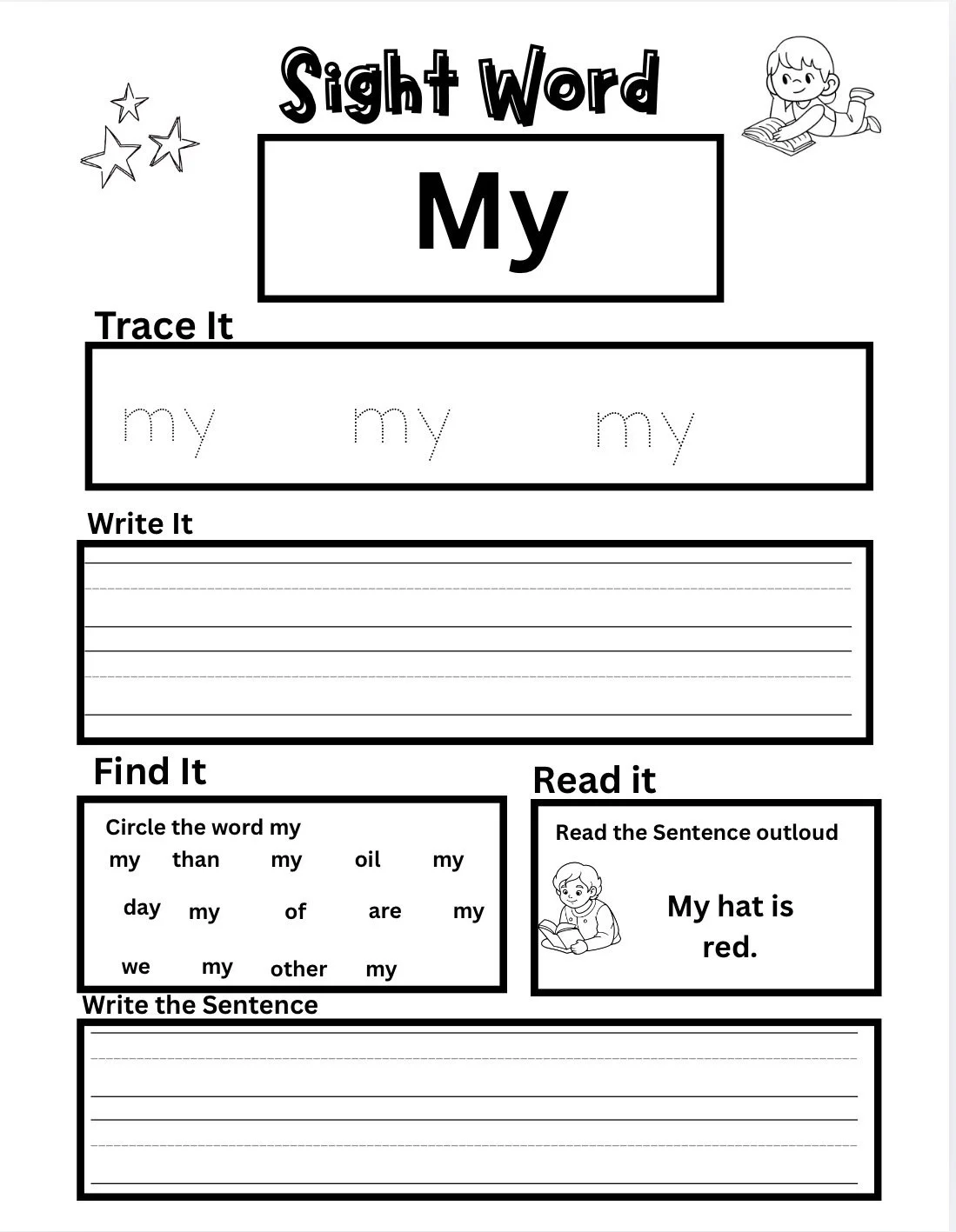 My sight words cover page from the 500 Fry sight words worksheet bundle