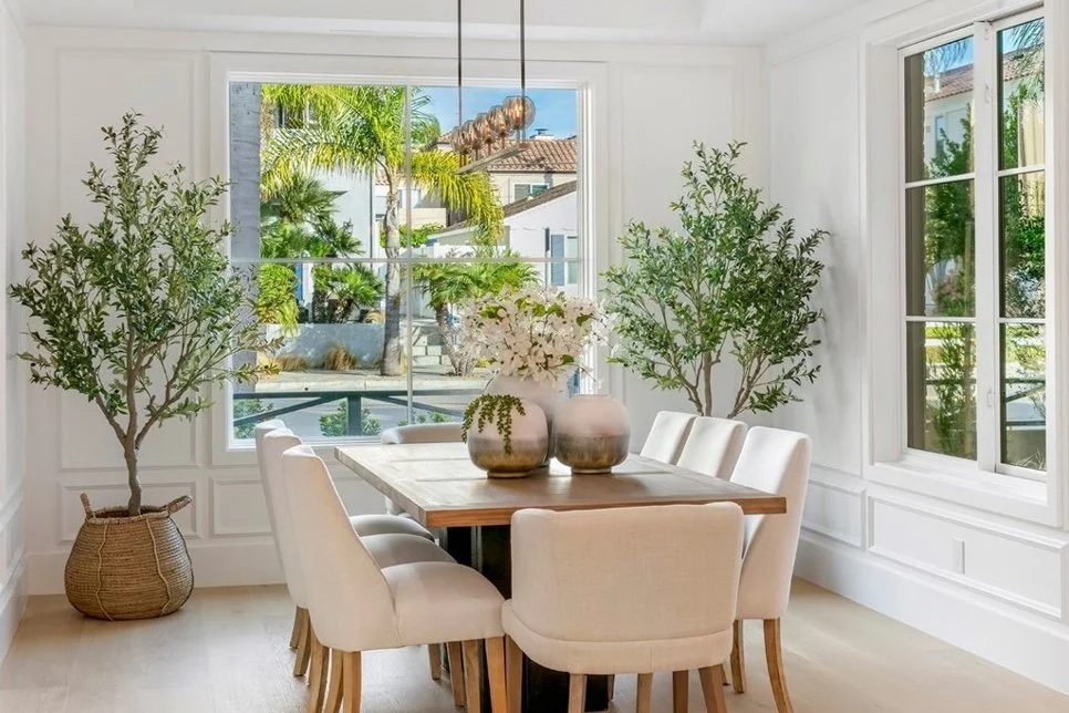 Luxury dining room staging for a home for sale in Huntington Beach, California