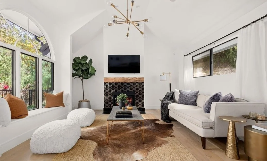 Contemporary living room staged for a luxury home in Encino, California