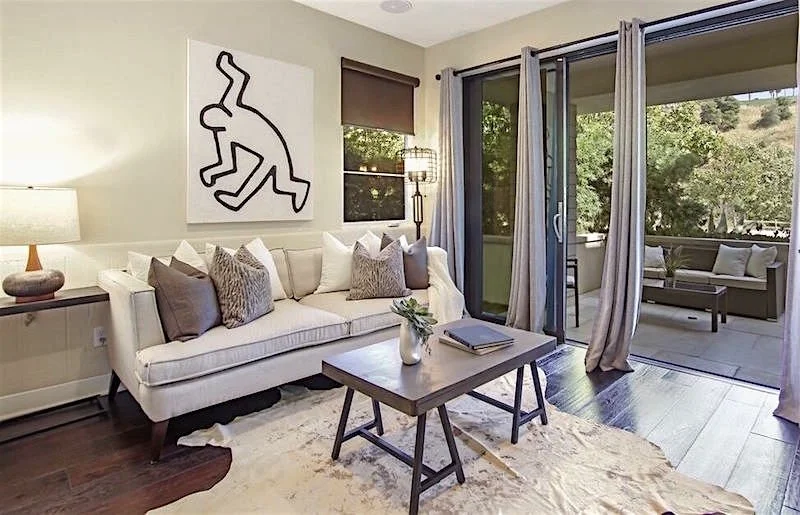 Modern home staging living room in Los Angeles with Original artwork. 