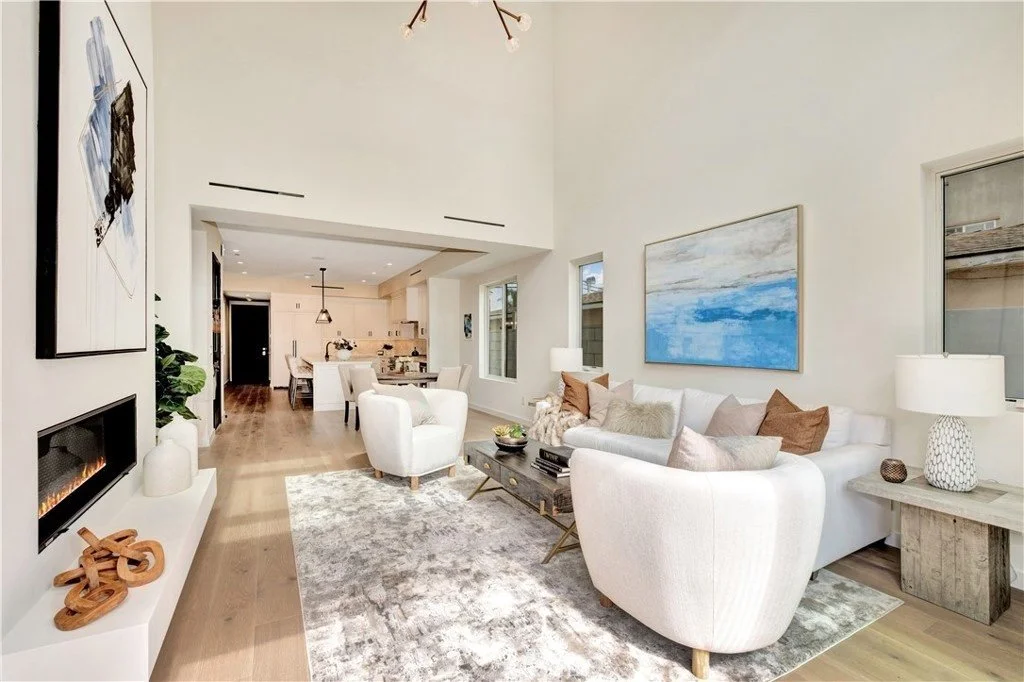 Coastal contemporary vacant living room staging for a property for sale in Huntington Beach, CA  