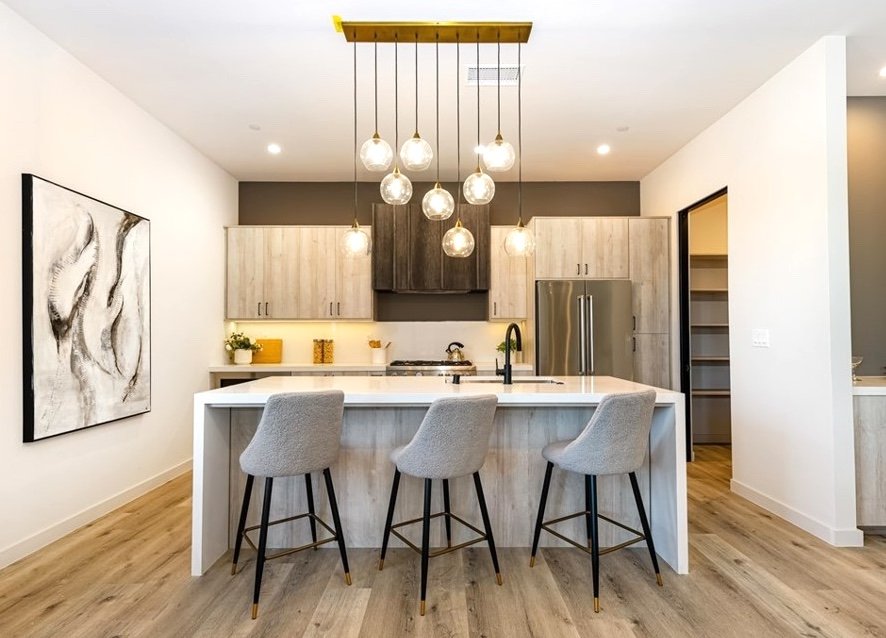Modern kitchen staging for a listing for sale in Huntington Beach, CA