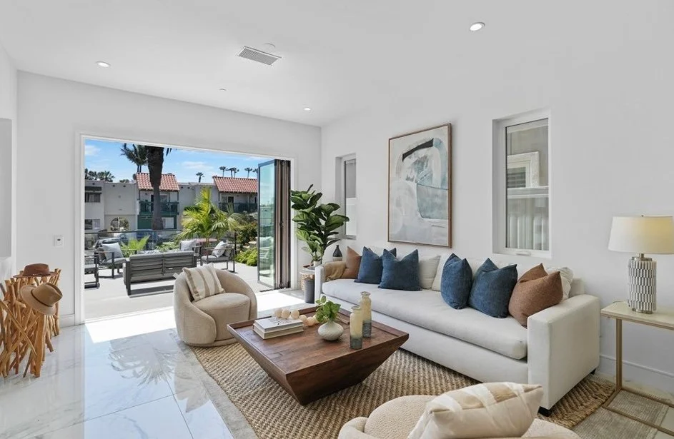 Coastal bedroom home staging for a property for sale in Huntington Beach