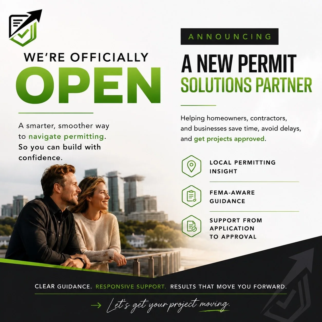 Big news&hellip; we&rsquo;re officially open.

Introducing Next Permit Solutions&mdash;created to simplify one of the most frustrating parts of construction.

After seeing firsthand how changing regulations, FEMA requirements, and permitting delays i