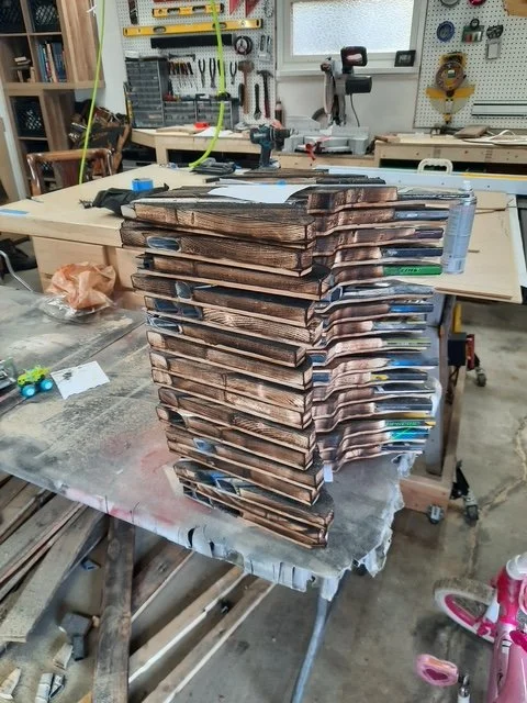 This is what is looks like when I get huge school orders...Shout out Maple Grove Boys