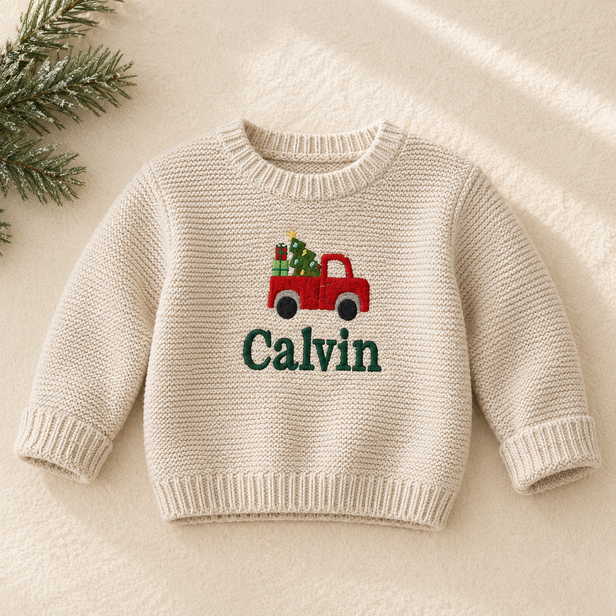 Embroidered name Christmas sweater