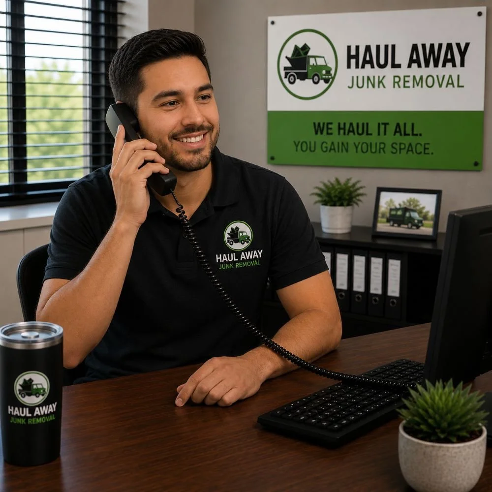 Image of a receptionist for a junk removal company