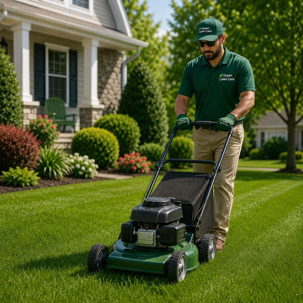 Image of a lawn care employee at work