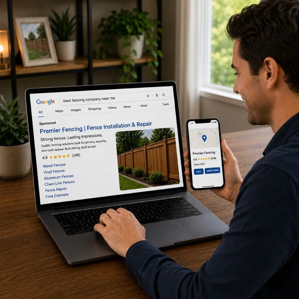 Image of a customer shopping for a fencing company