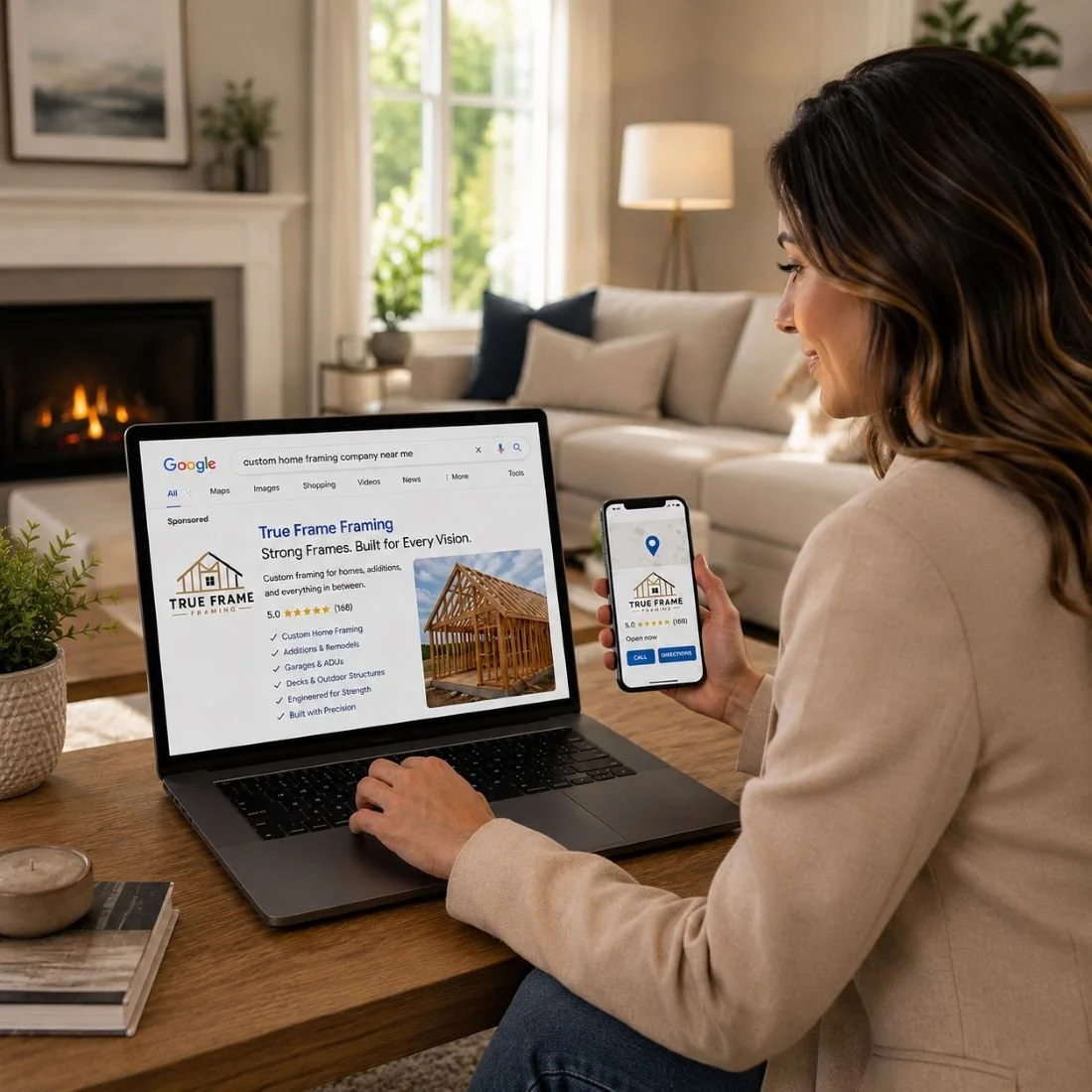 Image of a customer shopping for a framing company