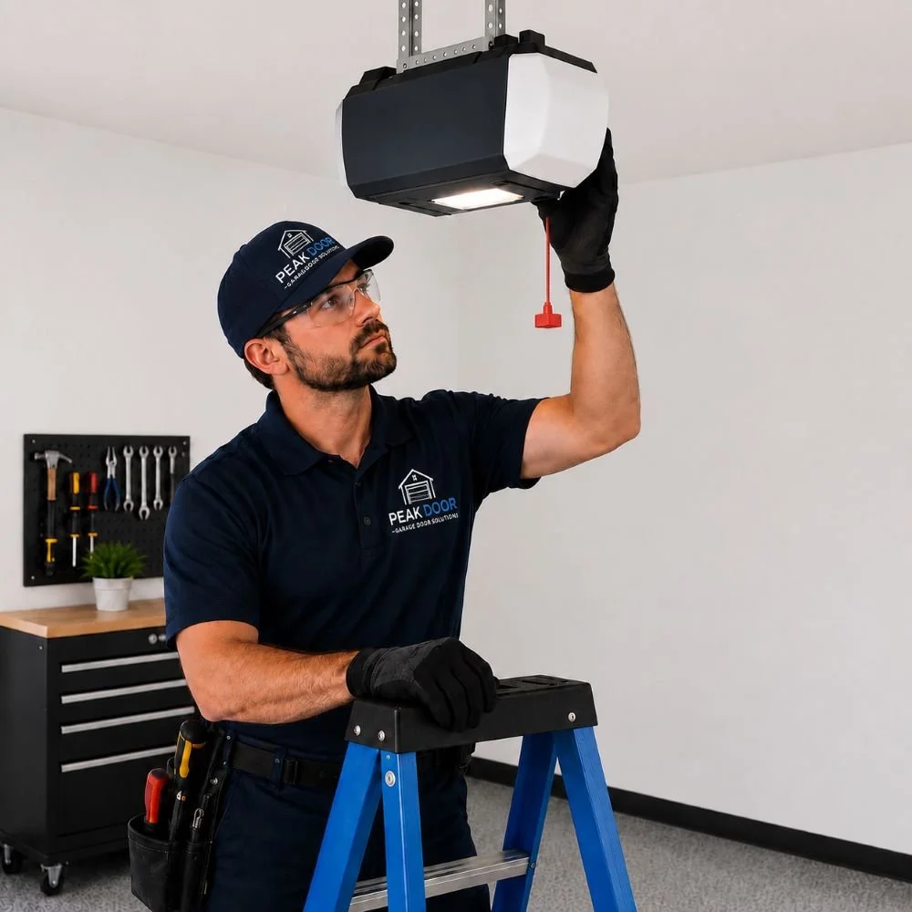 Image of a garage door employee at work
