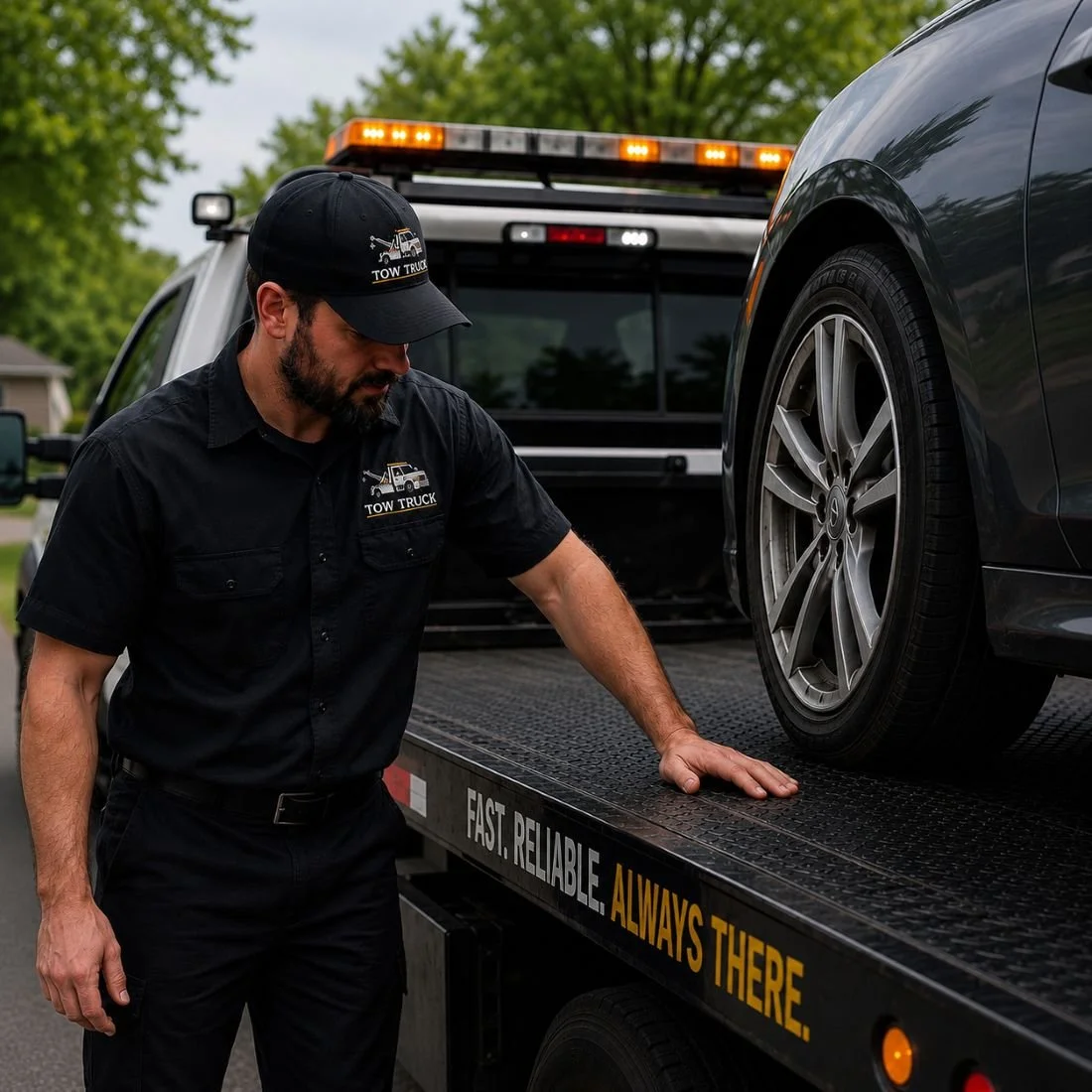 Image of a towing employee at work