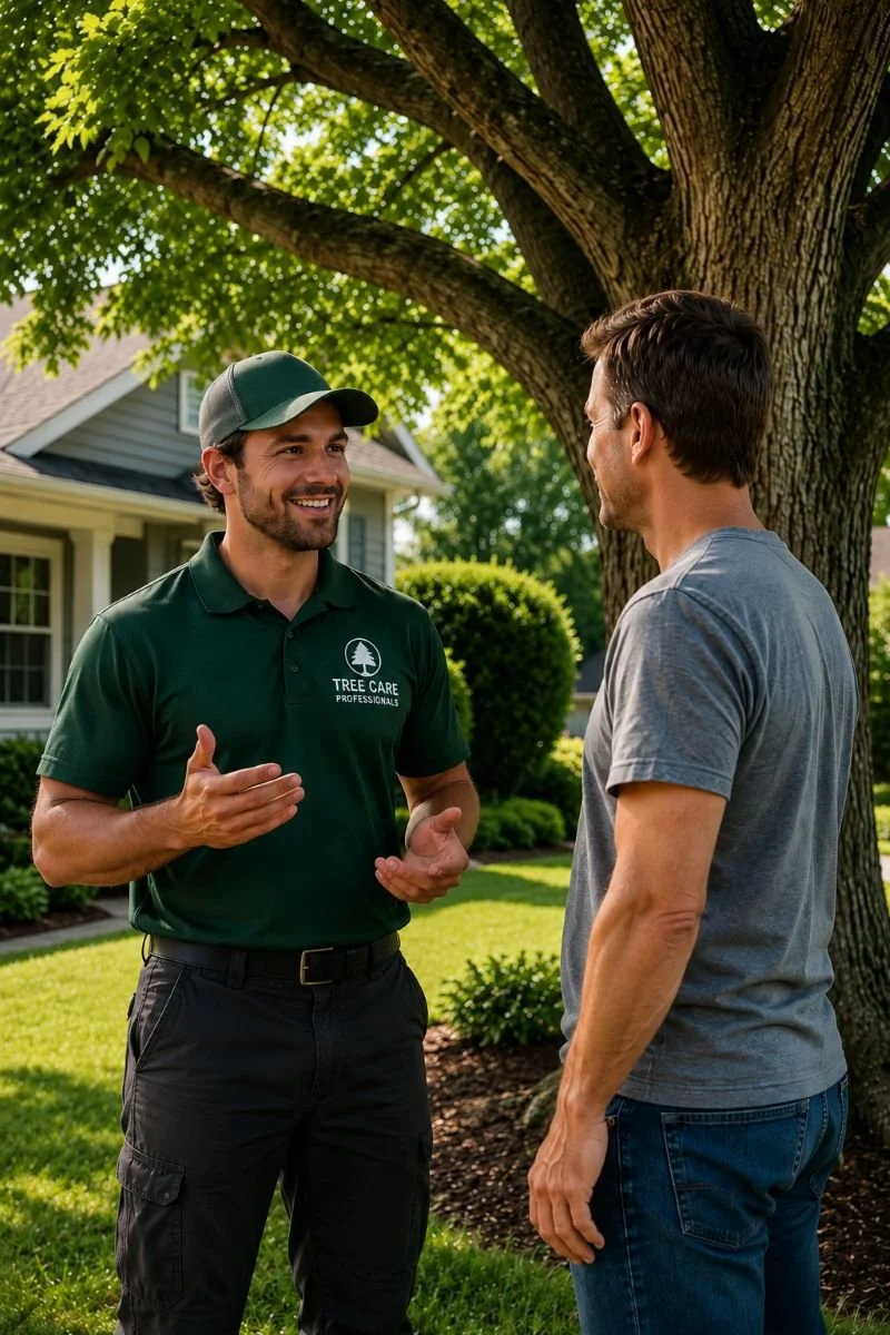 Image of a happy customer of a tree service company