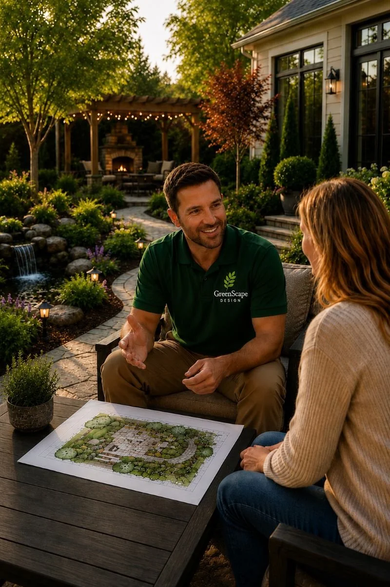 Image of a happy customer of a landscape company