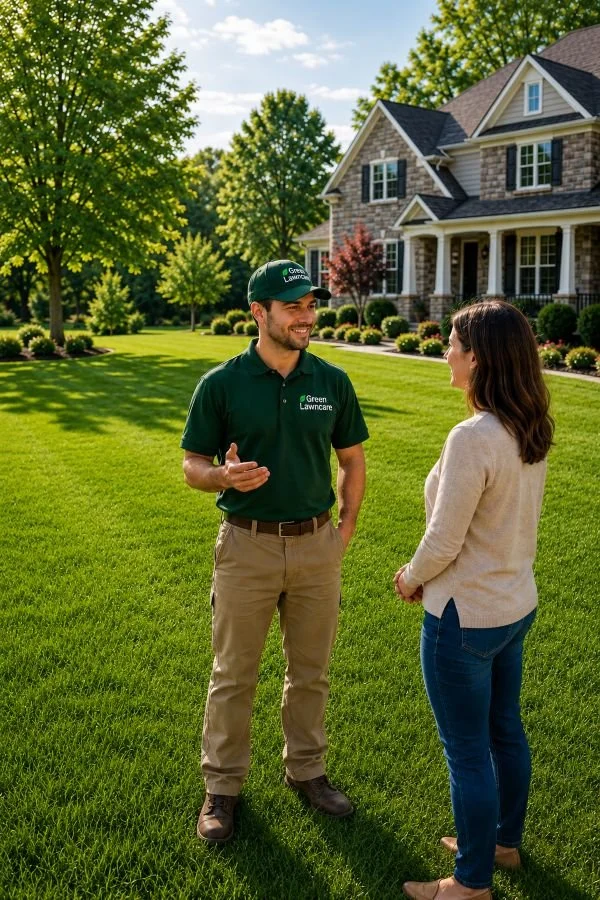 Image of a happy customer of a lawn care company