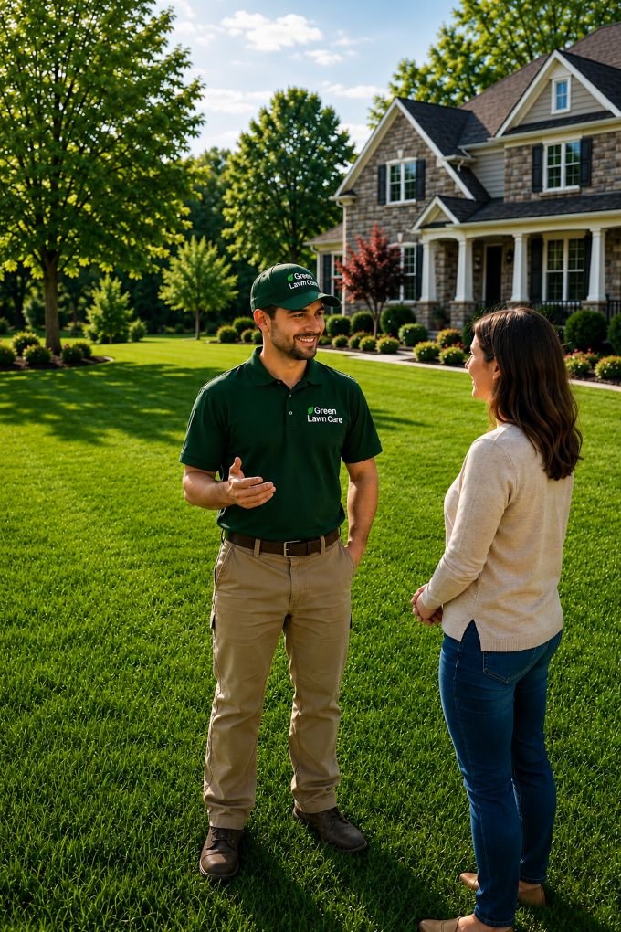 Image of a happy customer of a lawn care company