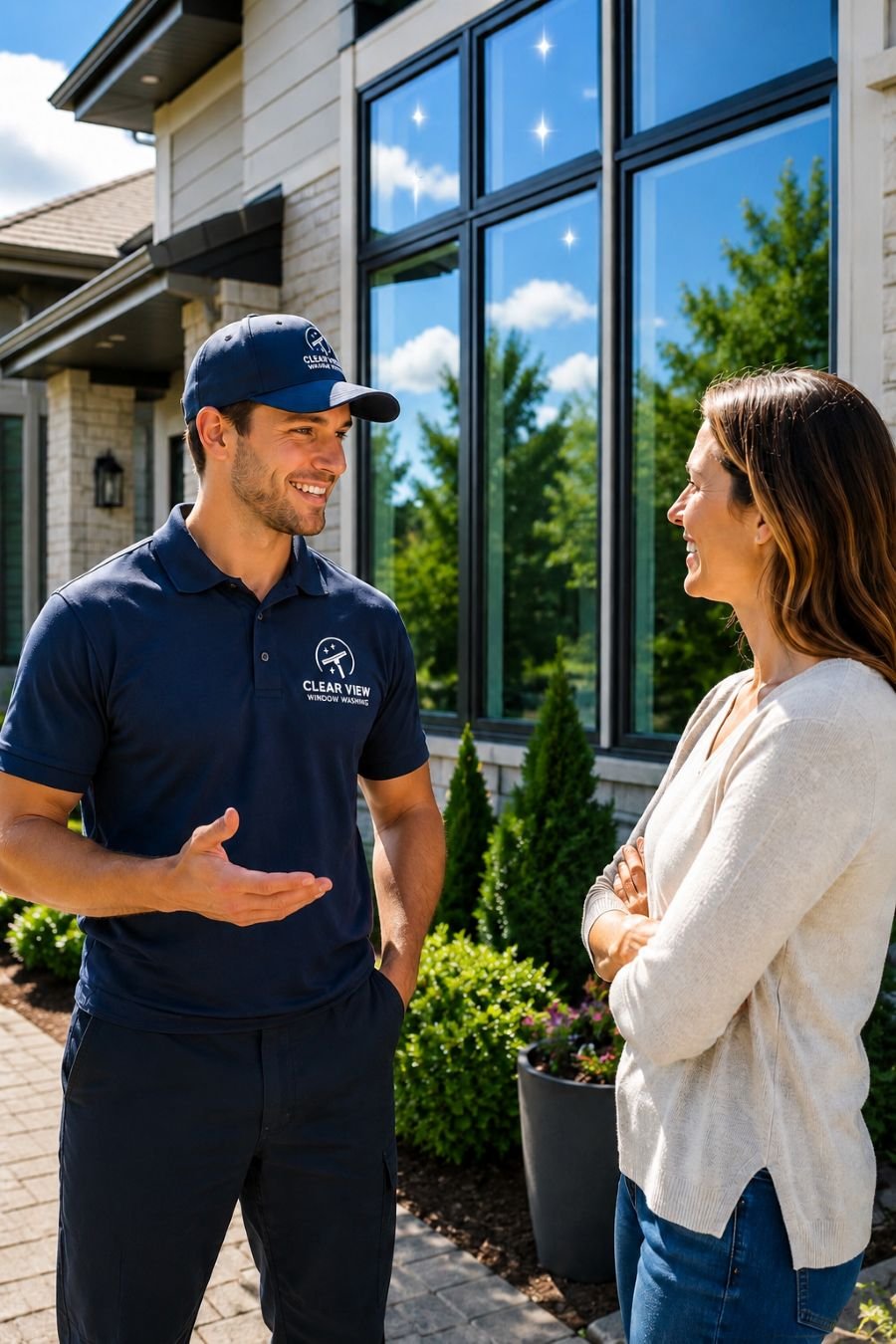Image of a happy customer of a window washing company
