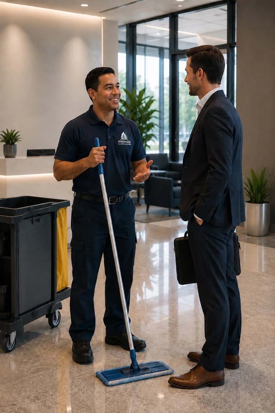 Image of a happy customer of a janitorial company