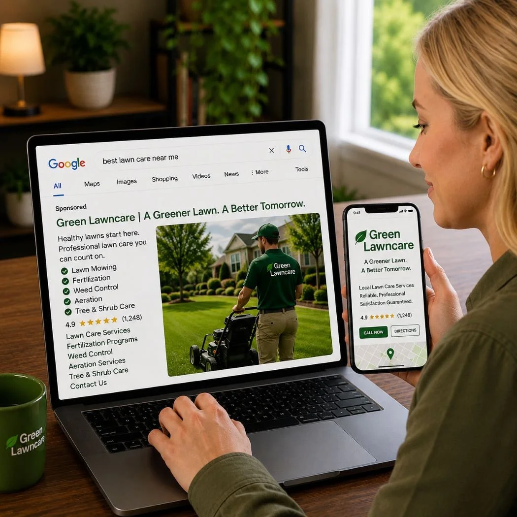 Image of a customer shopping for a lawn care service