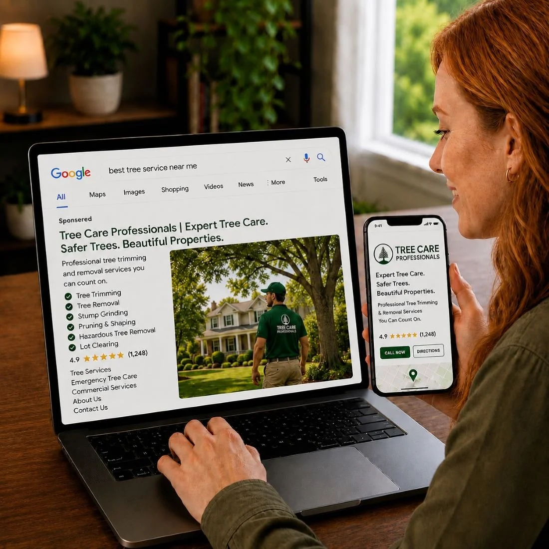 Image of a customer shopping for a tree service