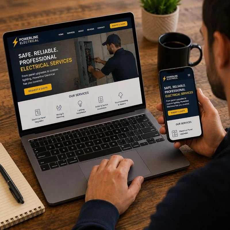 Image of a potential customer looking at an electrical website