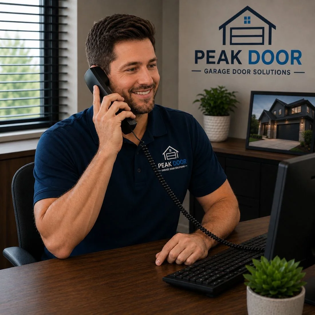 Image of a receptionist of a garage door company